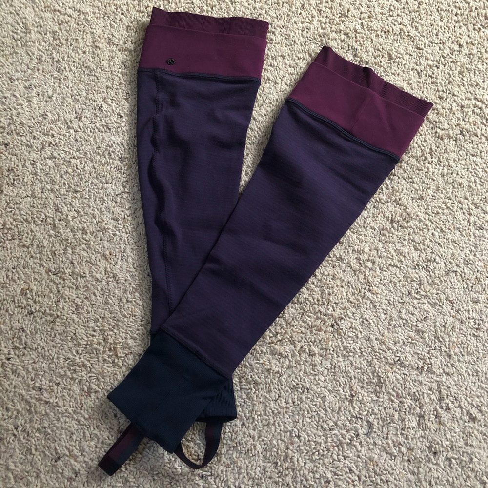 Lululemon Purple/Blue Striped Stirrup Leg Warmers